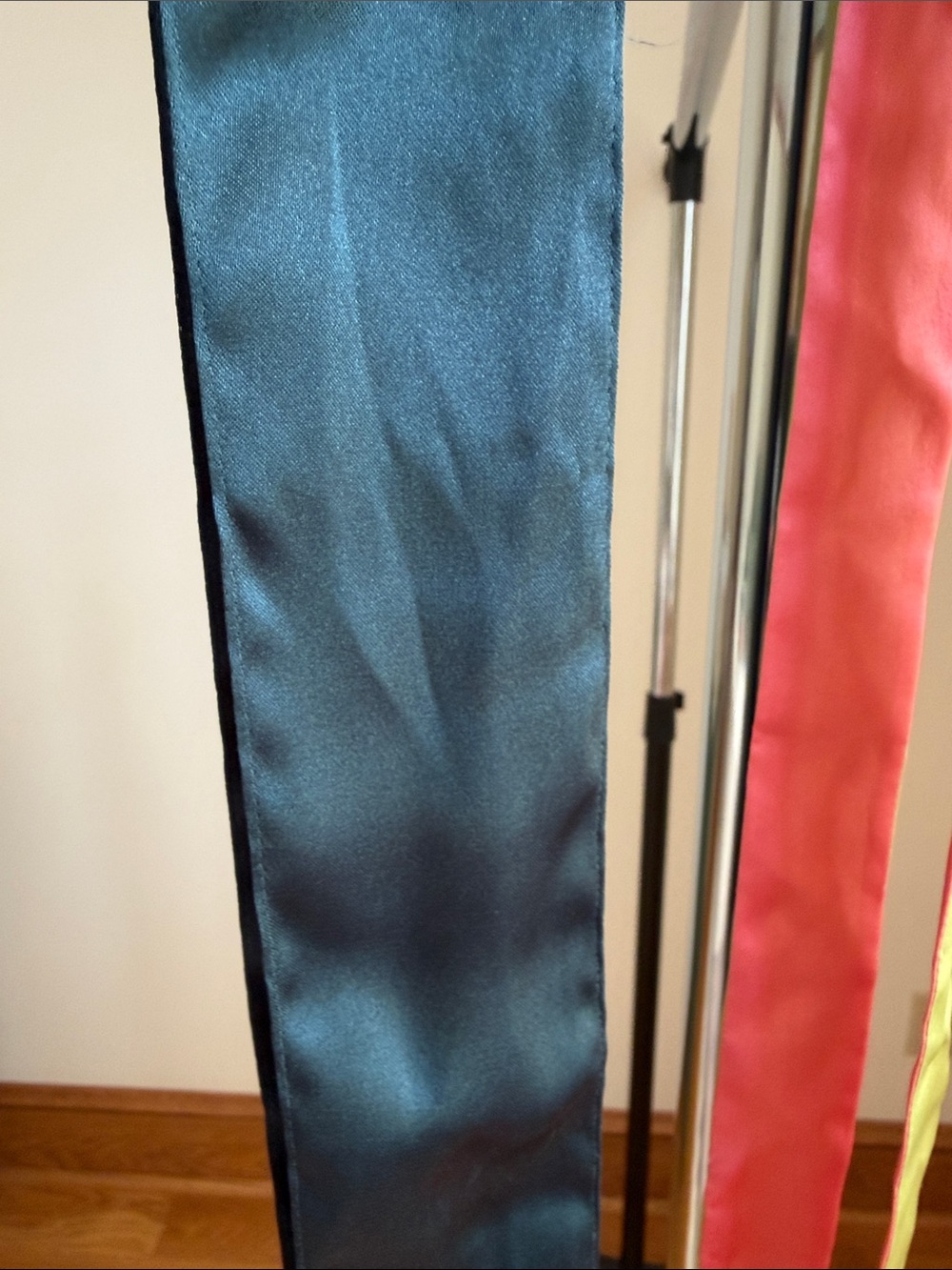 Skinny Silk Scarf Trio -DeepTeal, GreenPaisley & Pink/lime solid - Picture 4 of 4